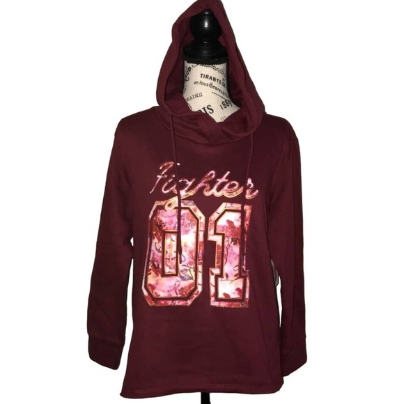 BCA Tops - BREAST CANCER AWARENESS FIGHTER 01 GRAPHIC HOODIE MEDIUM